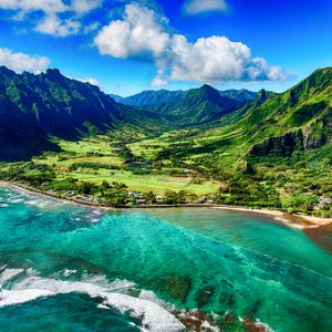 The beautiful and unique landscape of coastal Oahu, Hawaii and the...