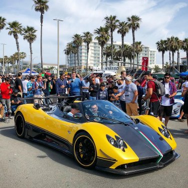 LA Car Spotter - Cody Lewis on Instagram: “SPOTTED: First time getting to see this $13M beast in person  even though it was surrounded by 1B people! |  Pagani Zonda Cinque Roadster…”