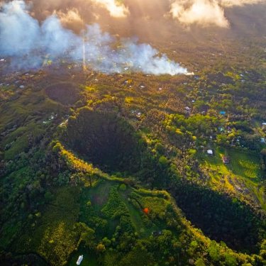 Do good. Be good.  on Instagram: “The smoke is from active lava fissures shooting 100's of feet in the air  The little blue structure in the bottom left is my home..  .…”