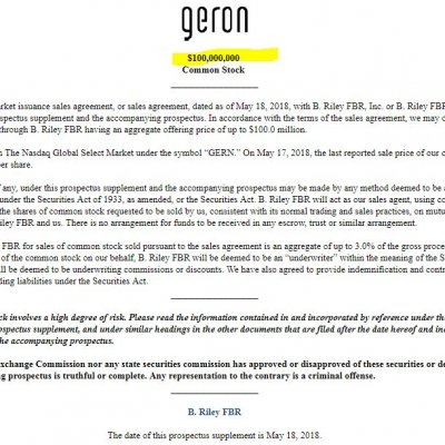 Tom on Twitter $gern We have entered into an at market issuance sales agreement, or sales agreement, dated as of May 18, 2018