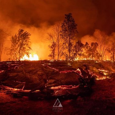 Andrew Richard Hara on Instagram: “20180522 @ 03:30 HST - A string of fissures from Fissure 15 and 19 open up on the southeastern side of PGV, burning a State of Hawaii…”