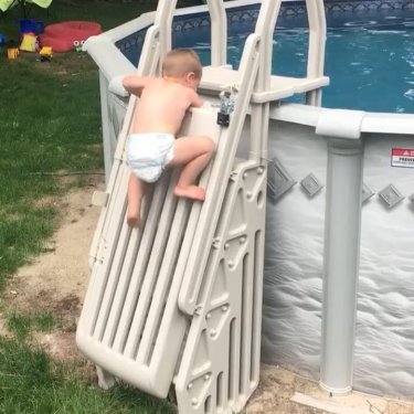 FOX 29 on Instagram: “ATTENTION PARENTS: One dad's viral video of his 2-year-old son climbing up a pool ladder is an essential lesson in pool safety. (Video by…”