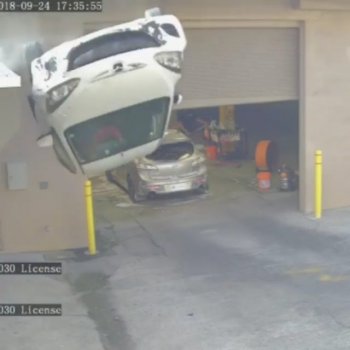 @videoviralz on Instagram: “@crashcams -  Dramatic video shows car flip off parking garage in Atlanta. The driver allegedly got his foot stuck between the gas and…”