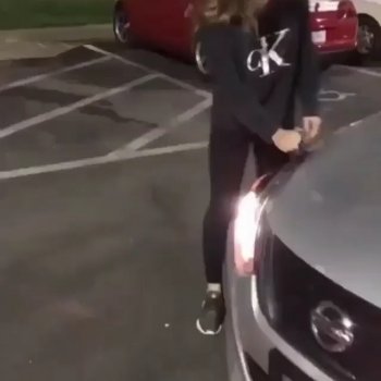 Crazy girl keying car