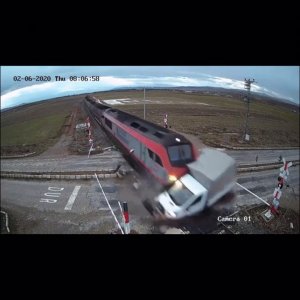 Worst Car Crashes on Instagram: “Truck stops in the middle of railroad crossing and gets hit by a train”