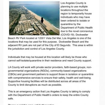 #DockweilerBeach in L.A. County could be used as #coronavirus quarantine zone