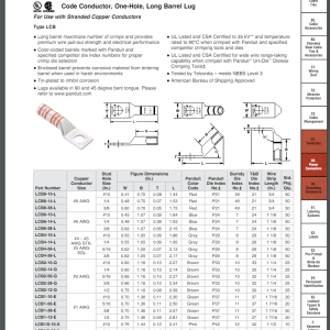 Panduit LCB1/0-38-X Long Barrel Lug