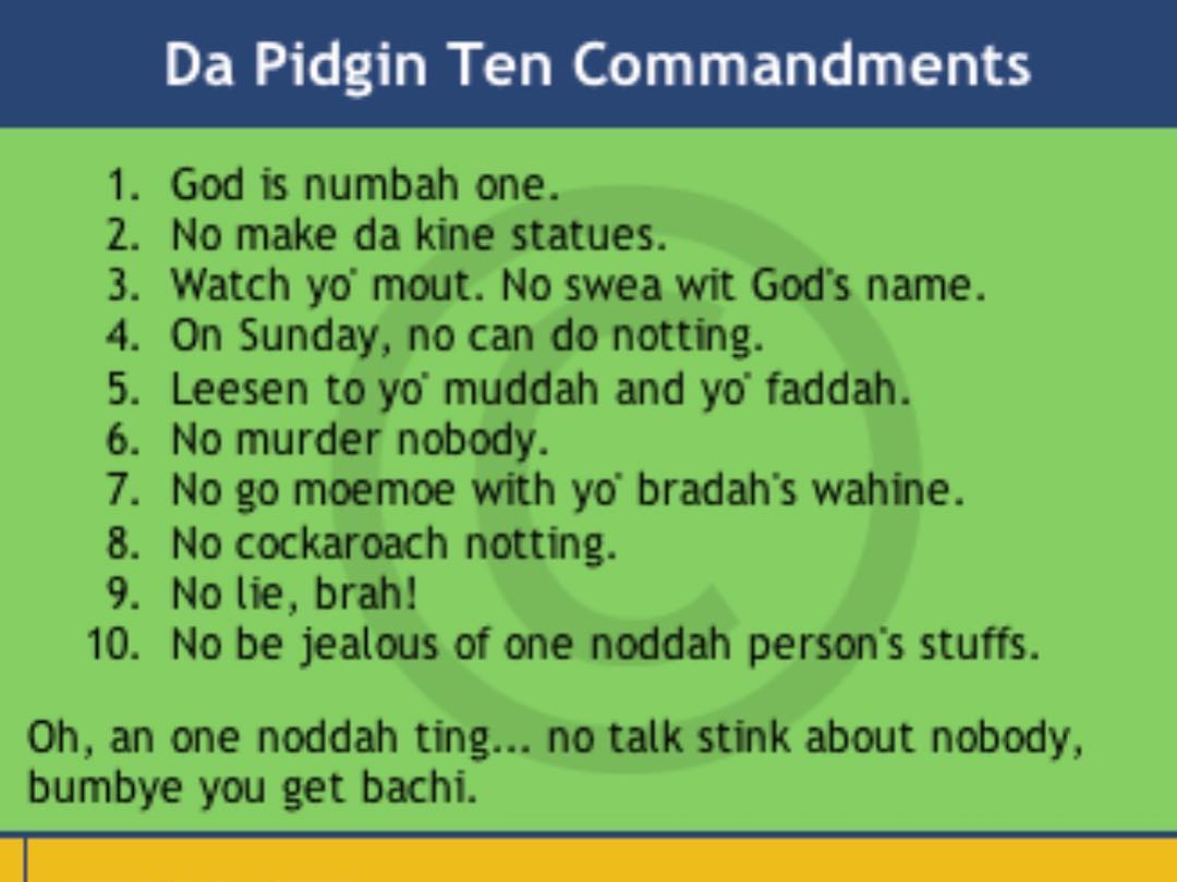 Da #pidgin ten Commandments