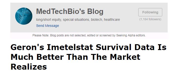 Geron's Imetelstat Survival Data Is Much Better Than The Market Realizes