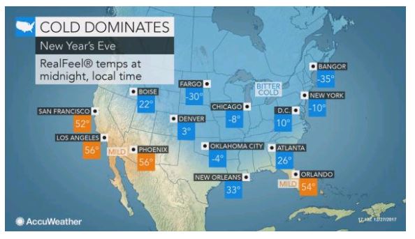 New Years Eve Weather USA